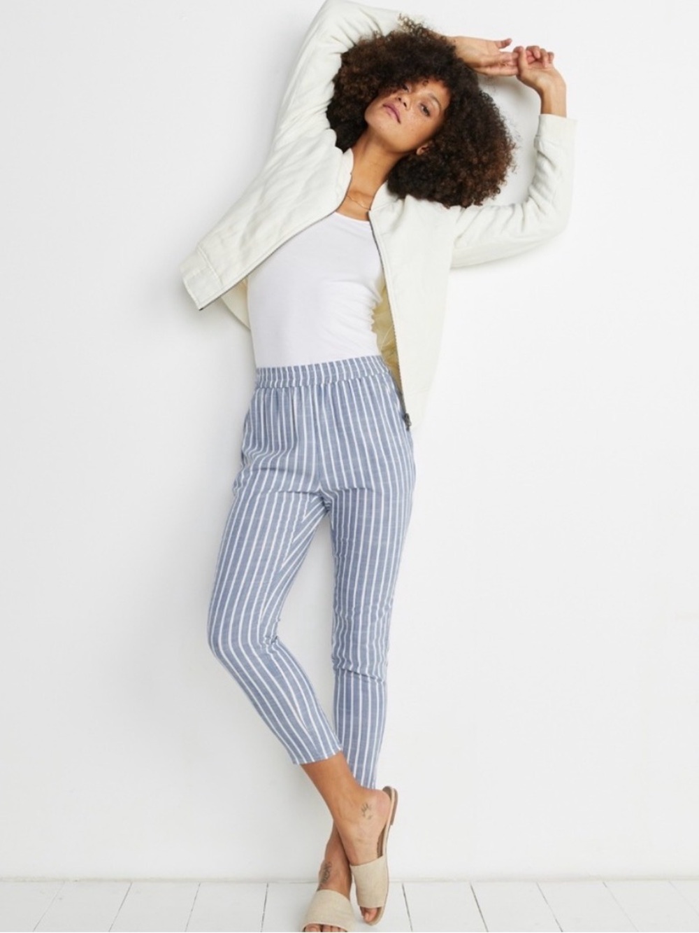 Marine Layer Blue and White Stripe Pants